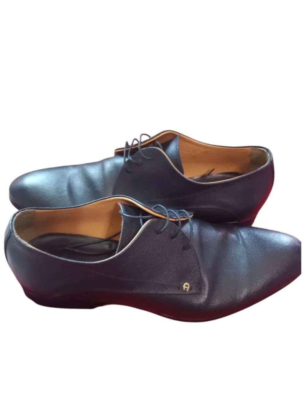 Aigner Mens Black Leather Derby Lace-Up Dress Shoes Size 43
